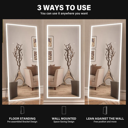 CASSILANDO Full Length Mirror165X60cm Arched Mirror, Black Floor Mirror with Standing Full Body Mirrors Hanging or Leaning Against Wall, for Cloakroom, Bedroom, Livingroom (Black)
