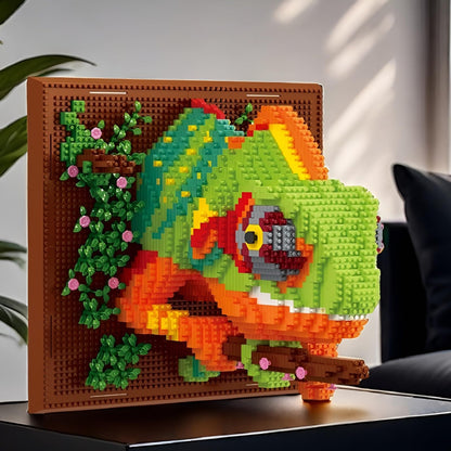 Chameleon Building Blocks Set, Wall Art Animals Building Kit, Micro Mini Building Bricks for Home Office, Creative Present for Adults Kids Aged 8+ (2688PCS)