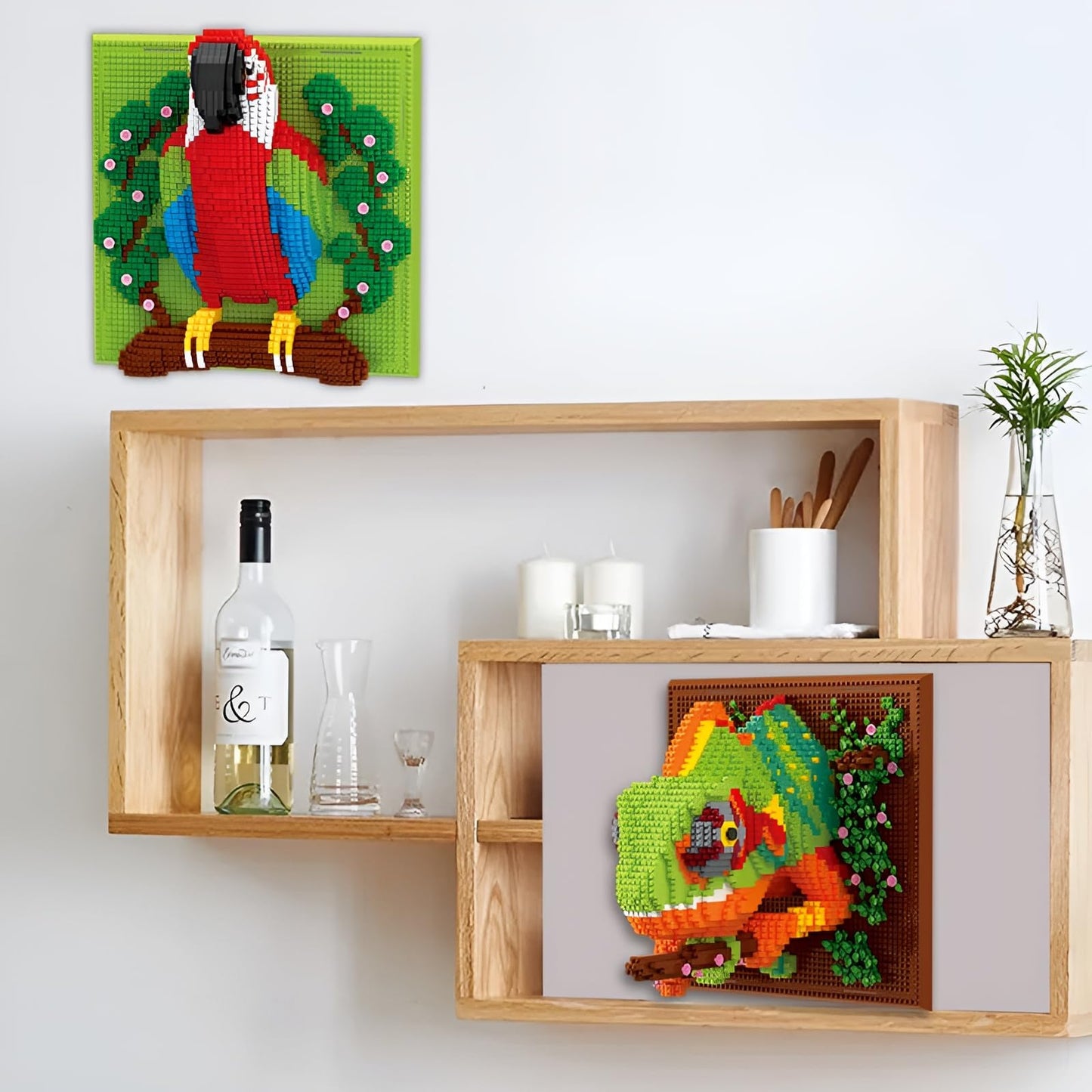 Chameleon Building Blocks Set, Wall Art Animals Building Kit, Micro Mini Building Bricks for Home Office, Creative Present for Adults Kids Aged 8+ (2688PCS)
