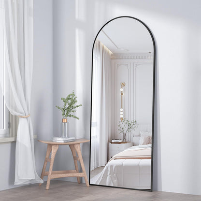 CASSILANDO Full Length Mirror165X60cm Arched Mirror, Black Floor Mirror with Standing Full Body Mirrors Hanging or Leaning Against Wall, for Cloakroom, Bedroom, Livingroom (Black)