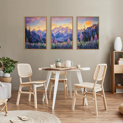Framed Canvas Wall Art Prints, Set of 3 Mid Century Modern Wall Decor