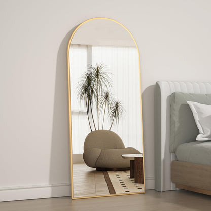 CASSILANDO Full Length Mirror165X60cm Arched Mirror, Black Floor Mirror with Standing Full Body Mirrors Hanging or Leaning Against Wall, for Cloakroom, Bedroom, Livingroom (Black)