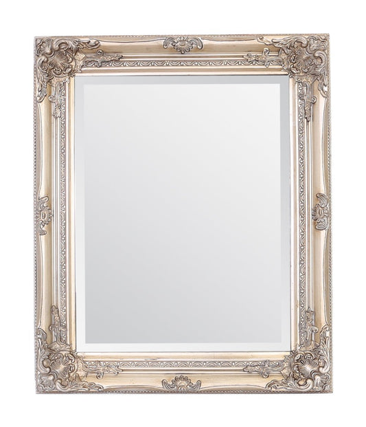 Select Mirrors Rhone Wall Mirror – Vintage Bathroom Mirror, Antique Baroque Style Vanity Mirror - Home Decor 50cm x 60cm (Antique Silver)