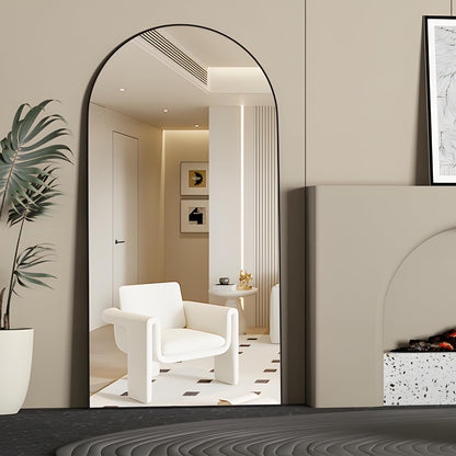 CASSILANDO Full Length Mirror165X60cm Arched Mirror, Black Floor Mirror with Standing Full Body Mirrors Hanging or Leaning Against Wall, for Cloakroom, Bedroom, Livingroom (Black)