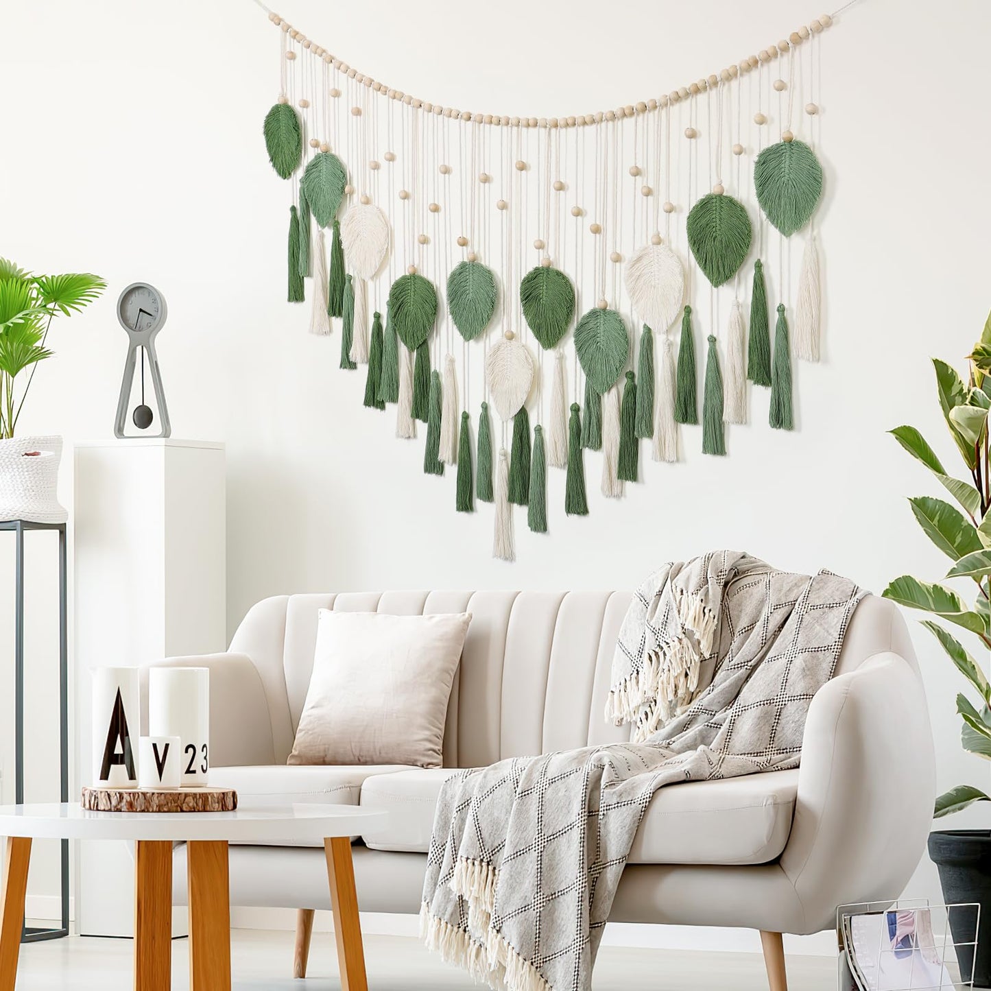 Dremisland Macrame Wall Hanging Large Boho Woven Tapestry Macrame Tassel Bead Art Cotton Rope Bohemian Wall Decor for Bedroom Living Room Apartment Backdrop