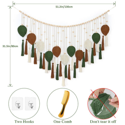 Dremisland Macrame Wall Hanging Large Boho Woven Tapestry Macrame Tassel Bead Art Cotton Rope Bohemian Wall Decor for Bedroom Living Room Apartment Backdrop