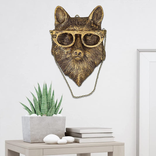 3D head Wall Mount Ornament, Animal Heads for Wall Art Hanging Sculptures, Small Metal Wall Resin Art Wall Decor Ornament Waterproof Bronzed Resin Decorations for Home (deer head)