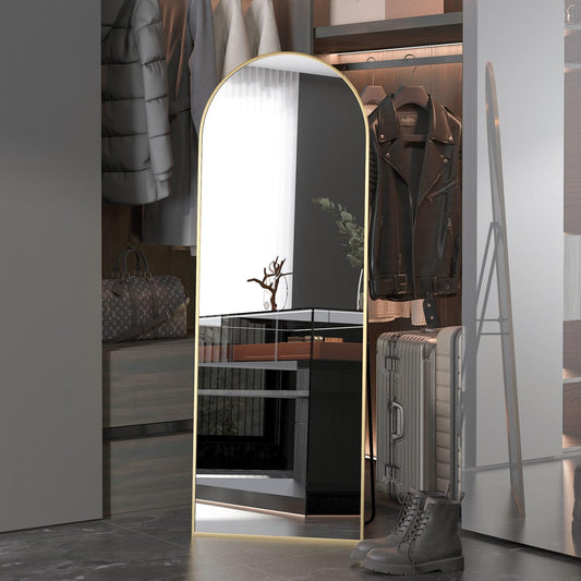 CASSILANDO Full Length Mirror165X60cm Arched Mirror, Black Floor Mirror with Standing Full Body Mirrors Hanging or Leaning Against Wall, for Cloakroom, Bedroom, Livingroom (Black)