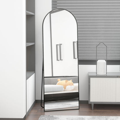 CASSILANDO Full Length Mirror165X60cm Arched Mirror, Black Floor Mirror with Standing Full Body Mirrors Hanging or Leaning Against Wall, for Cloakroom, Bedroom, Livingroom (Black)