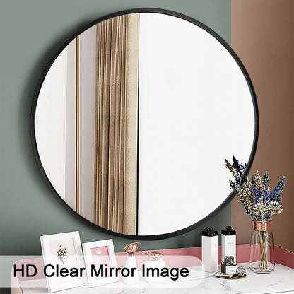 Warmiehomy Round Bathroom Mirror Wall Mounted Makeup Mirror with Frame for Bathroom Dressing Living Room Bedroom (Φ60cm, Gold)
