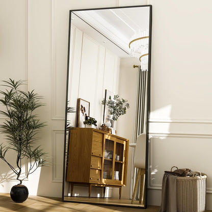 Koonmi 76x171 cm Mirror Full Length - Minimalist Modern Full Body Floor Length Mirror - Standing, Hanging, Leaning for Living Room, Black