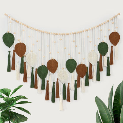 Dremisland Macrame Wall Hanging Large Boho Woven Tapestry Macrame Tassel Bead Art Cotton Rope Bohemian Wall Decor for Bedroom Living Room Apartment Backdrop