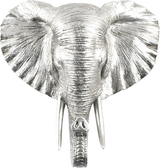 GUASDIE Animal Heads Wall Decor Resin Animals Sculptures Head Wall Hanging Elephant Statue Figurine for Wild Animal Lovers for Bathroom Living Room Bedroom Office