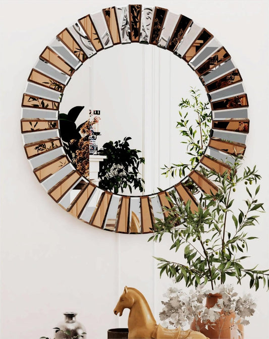Hallway Art Wall Mirror Decorative: Round Golden and Silver Hung Mirrors 60cm 80cm