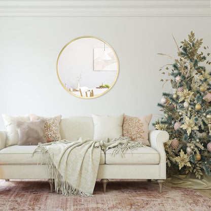 zenmag Round Mirror, 60x60 cm Metal Framed, Large Bathroom, Circle Hanging, Gold Wall for Living Room, Bedroom, Entryway Decor