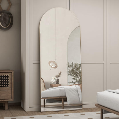 CASSILANDO Full Length Mirror165X60cm Arched Mirror, Black Floor Mirror with Standing Full Body Mirrors Hanging or Leaning Against Wall, for Cloakroom, Bedroom, Livingroom (Black)