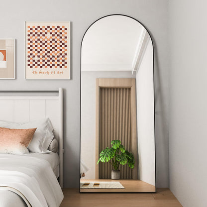 CASSILANDO Full Length Mirror165X60cm Arched Mirror, Black Floor Mirror with Standing Full Body Mirrors Hanging or Leaning Against Wall, for Cloakroom, Bedroom, Livingroom (Black)