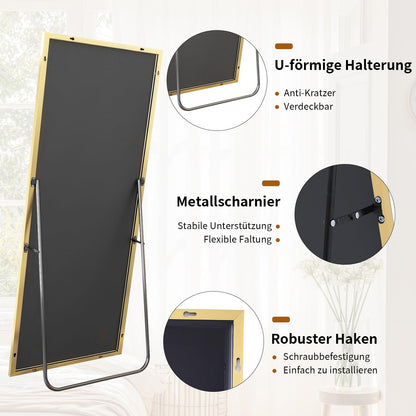 Koonmi 76x171 cm Mirror Full Length - Minimalist Modern Full Body Floor Length Mirror - Standing, Hanging, Leaning for Living Room, Black