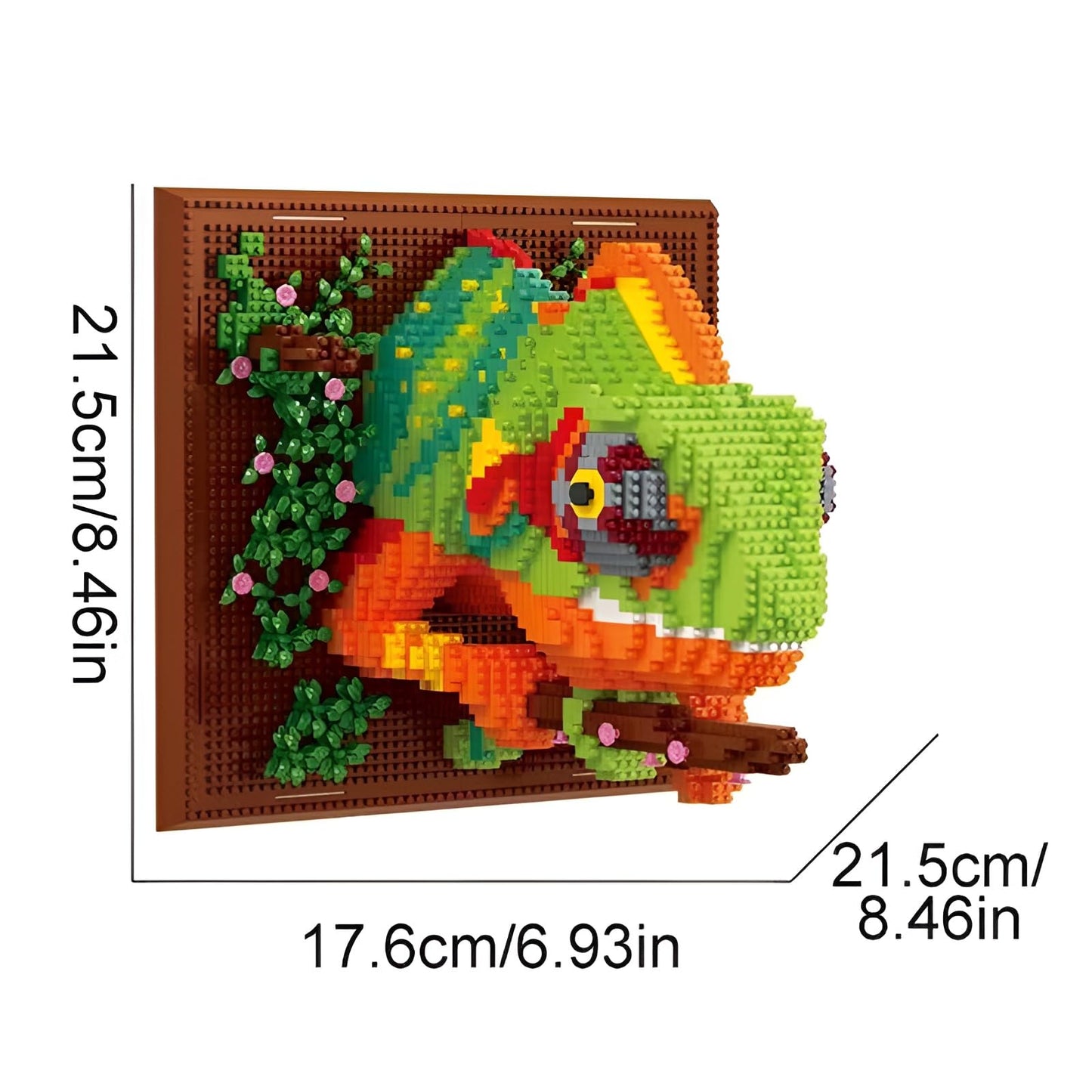 Chameleon Building Blocks Set, Wall Art Animals Building Kit, Micro Mini Building Bricks for Home Office, Creative Present for Adults Kids Aged 8+ (2688PCS)