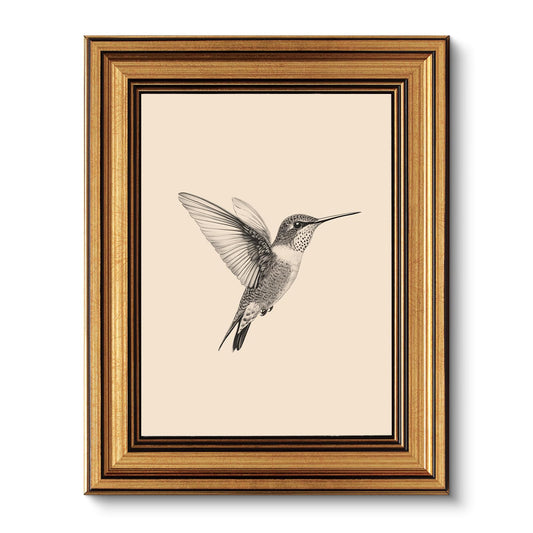 ARPEOTCY Vintage Gold Framed Wall Art for Living Room, Birds Canvas Prints Home Decor, Sketch Painting Picture, Bedroom Wall Decor Gifts for Friends or Family -【Hummingbird】-(10L x 8W)