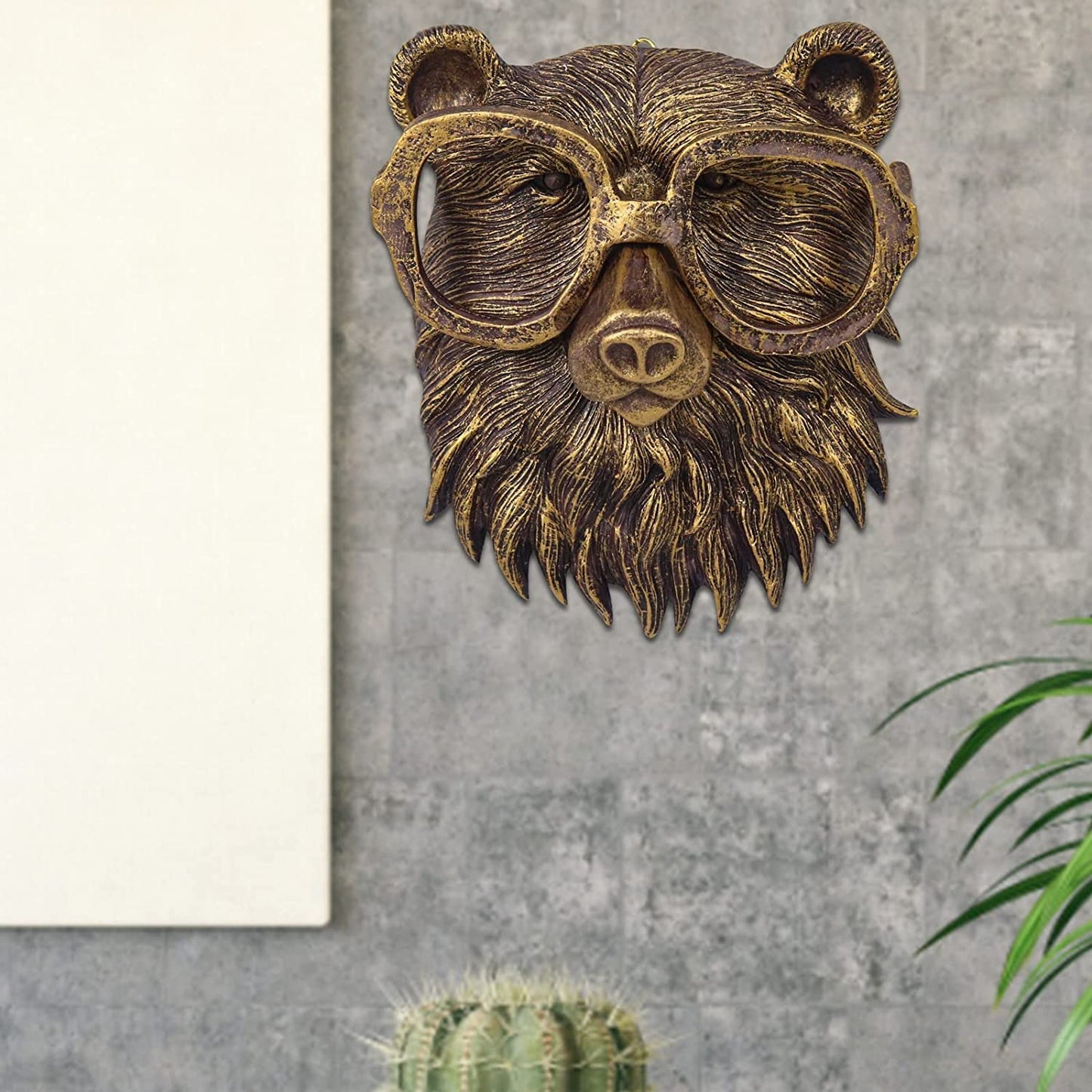 3D head Wall Mount Ornament, Animal Heads for Wall Art Hanging Sculptures, Small Metal Wall Resin Art Wall Decor Ornament Waterproof Bronzed Resin Decorations for Home (deer head)