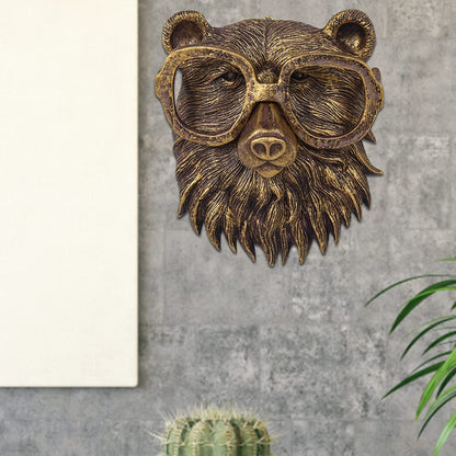 3D head Wall Mount Ornament, Animal Heads for Wall Art Hanging Sculptures, Small Metal Wall Resin Art Wall Decor Ornament Waterproof Bronzed Resin Decorations for Home (deer head)