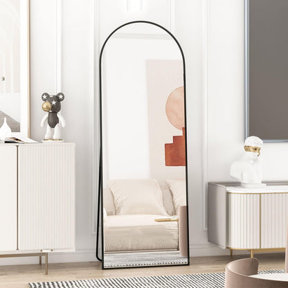 CASSILANDO Full Length Mirror165X60cm Arched Mirror, Black Floor Mirror with Standing Full Body Mirrors Hanging or Leaning Against Wall, for Cloakroom, Bedroom, Livingroom (Black)