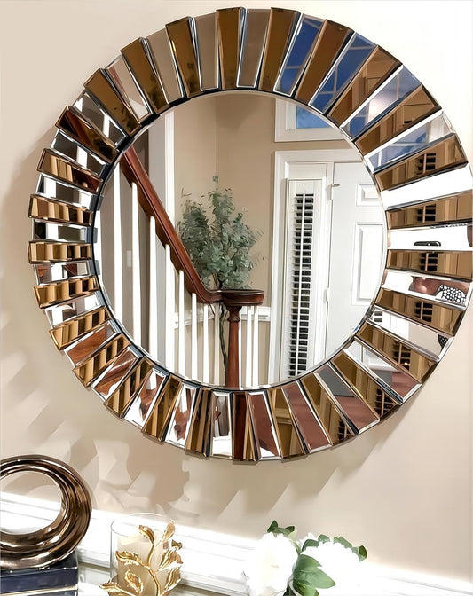 Hallway Art Wall Mirror Decorative: Round Golden and Silver Hung Mirrors 60cm 80cm