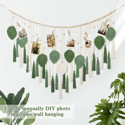 Dremisland Macrame Wall Hanging Large Boho Woven Tapestry Macrame Tassel Bead Art Cotton Rope Bohemian Wall Decor for Bedroom Living Room Apartment Backdrop