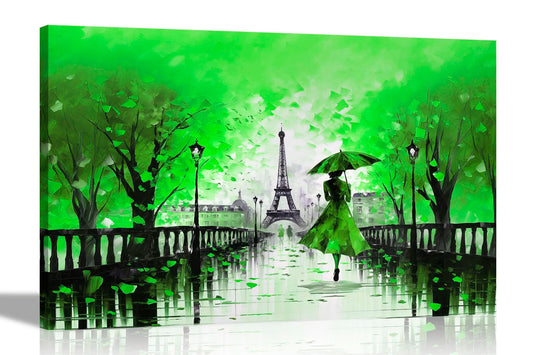 Calm Of The Rain in Paris Orange Large Abstract Canvas Wall Pictures