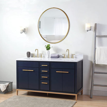 ZENIDA Round Mirror for Wall, 80x80 cm Metal Framed Circle, Large Bathroom, Gold for Living Room, Bedroom, Entryway Decor