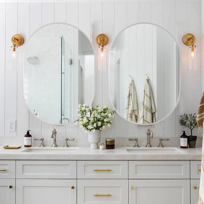Holdfiturn 50cm Round Mirror,Large Modern Gold Copper Brushed Frame Wall Mirror,Metal Framed HD Glass Wall Mirror circle mirror for Makeup Bathroom Living Room Bedroom