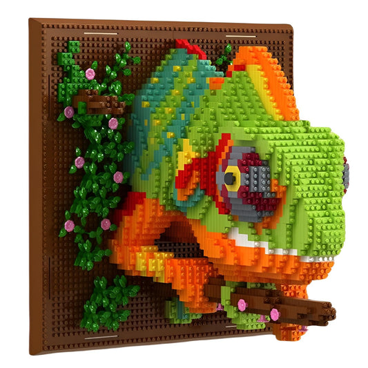 Chameleon Building Blocks Set, Wall Art Animals Building Kit, Micro Mini Building Bricks for Home Office, Creative Present for Adults Kids Aged 8+ (2688PCS)