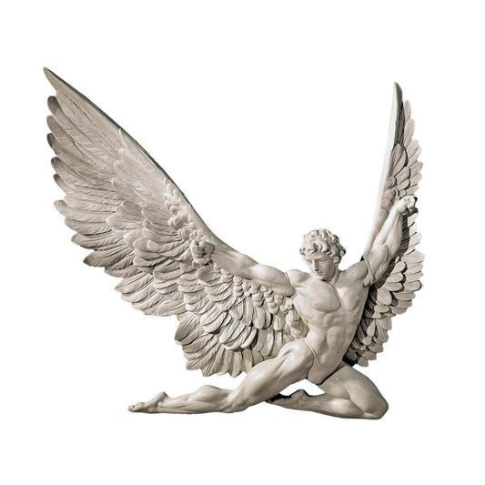 Design Toscano NG33636 Icarus Winged Man Wall Sculpture, Polyresin, Ancient Ivory, Living Room, 28 cm