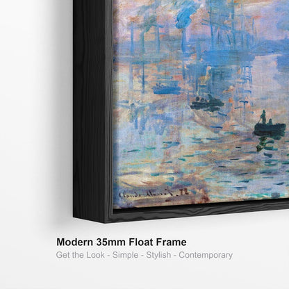 Claude Monet Framed Canvas Wall Art Print - Sunrise - 100cm x 100cm Artwork