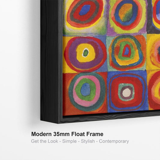Wallfillers Large Abstract Wassily Kandinsky Wall Art Framed Canvas Print of Squares with Concentric Circles Painting (100cm x 100cm)