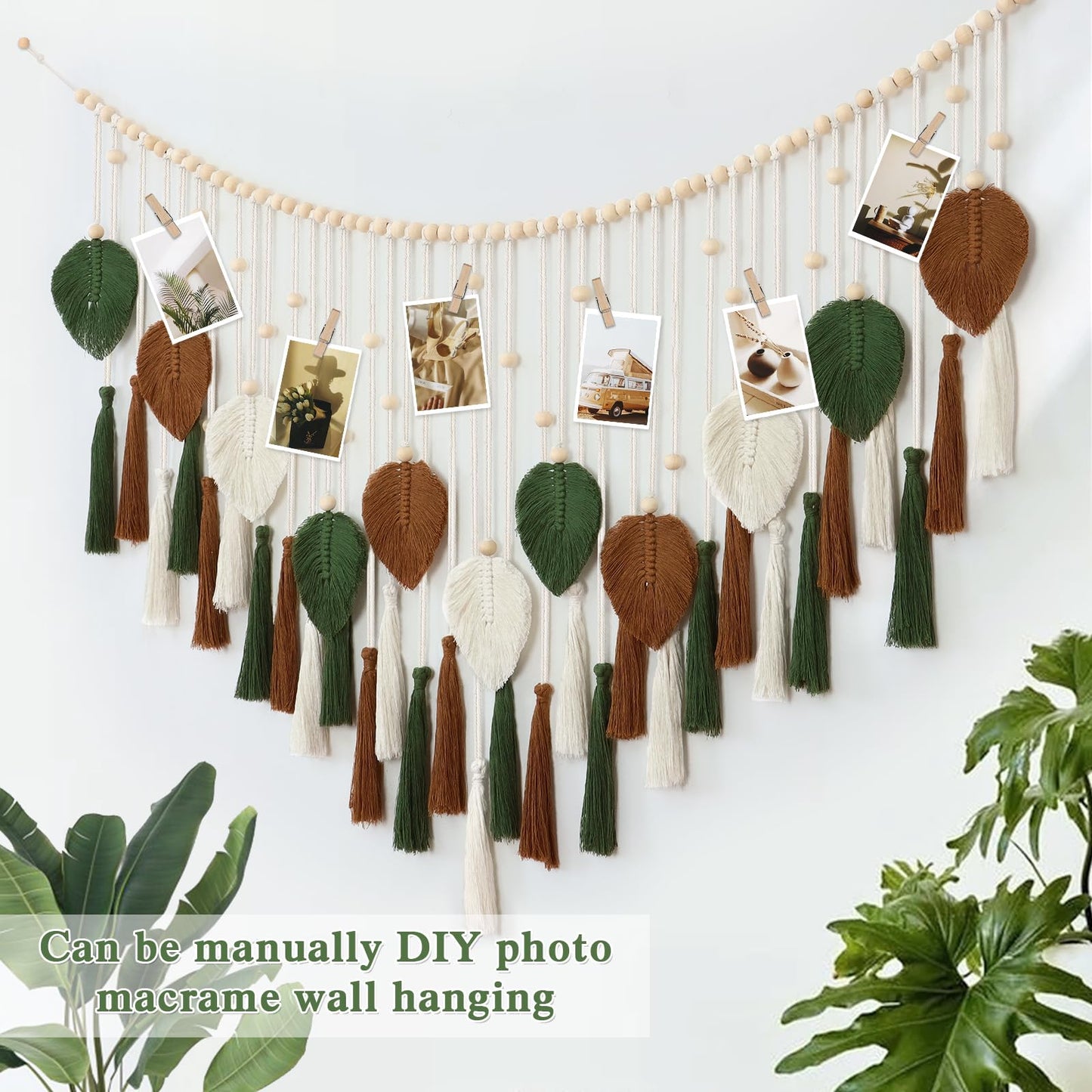 Dremisland Macrame Wall Hanging Large Boho Woven Tapestry Macrame Tassel Bead Art Cotton Rope Bohemian Wall Decor for Bedroom Living Room Apartment Backdrop