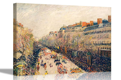 The Boulevard Montmartre at Night By Camille Pissarro Canvas Pictures Framed Prints Wall Art Home Office Work Framed Hanging Artwork Large 86 x 61cm (34 x 24 inches)