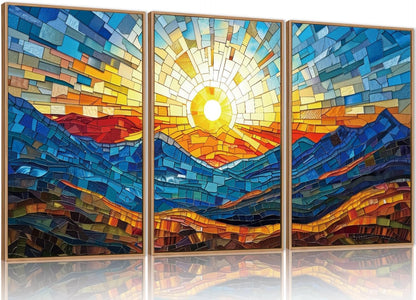 Framed Canvas Wall Art Prints, Set of 3 Mid Century Modern Wall Decor