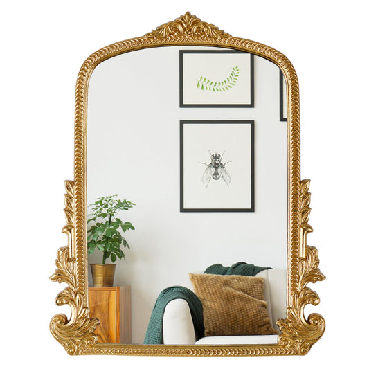 Gold Arched Mirror (40 x 50 CM) Ornate Baroque Arch Wall Mirror-for Living Rooms, Hallways, Fireplaces, Bathrooms, Entryways