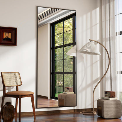 Koonmi 76x171 cm Mirror Full Length - Minimalist Modern Full Body Floor Length Mirror - Standing, Hanging, Leaning for Living Room, Black