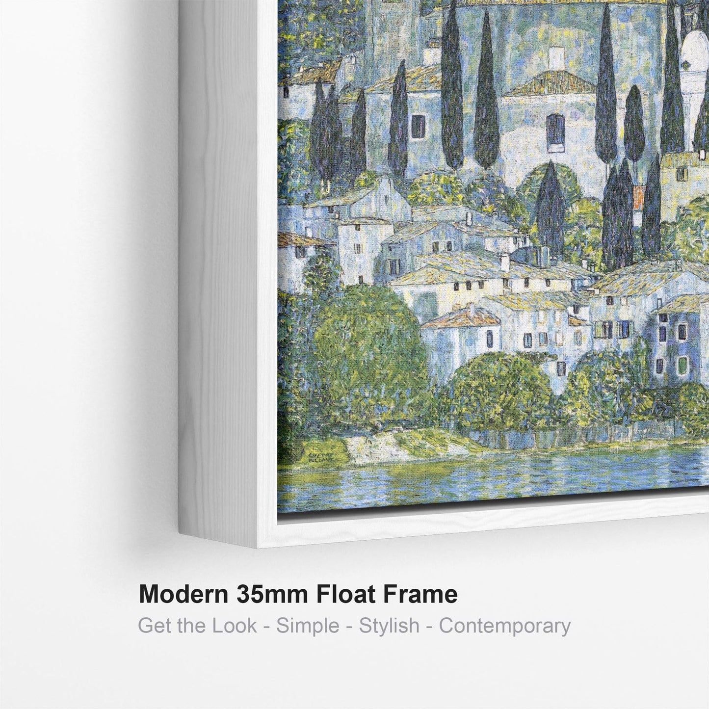 Wallfillers Large Blue Gustav Klimt Landscape Wall Art Framed Canvas Print of Kirche in Casseone Painting (100cm x 100cm)