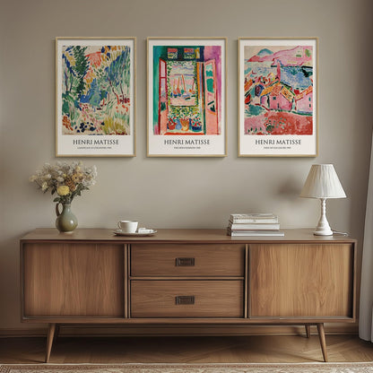 Framed Claude Monet Wall Art for Living Room, 3 Piece Extra Large Monet Canvas Wall Art, Impression Sunrise Artwork for Walls, Mid Century Pictures Prints for Bedroom Hallway Home Office Wall Decor