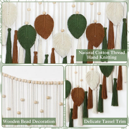 Dremisland Macrame Wall Hanging Large Boho Woven Tapestry Macrame Tassel Bead Art Cotton Rope Bohemian Wall Decor for Bedroom Living Room Apartment Backdrop