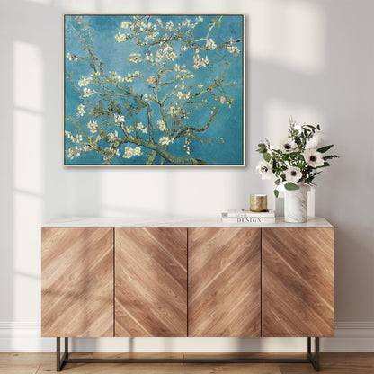 Large Vincent Van Gogh Wall Art Framed Canvas Print of Almond Blossom Floral Painting (84cm x 69cm)
