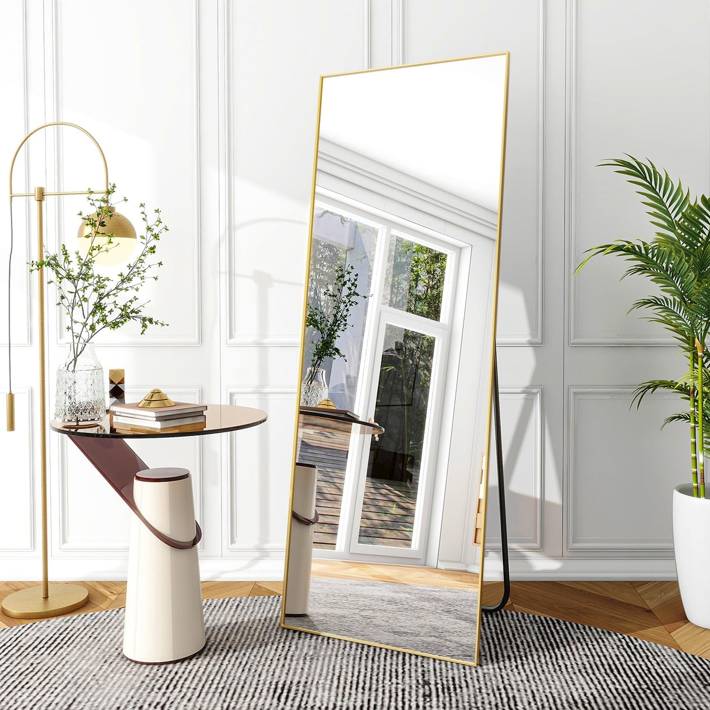 Koonmi 76x171 cm Mirror Full Length - Minimalist Modern Full Body Floor Length Mirror - Standing, Hanging, Leaning for Living Room, Black