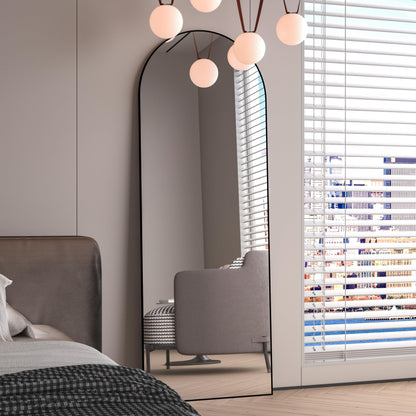 CASSILANDO Full Length Mirror165X60cm Arched Mirror, Black Floor Mirror with Standing Full Body Mirrors Hanging or Leaning Against Wall, for Cloakroom, Bedroom, Livingroom (Black)