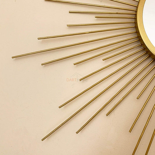 Gold Sunburst Wall Mirror 60x60cm Vintage Metal Frame