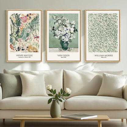 Framed Claude Monet Wall Art for Living Room, 3 Piece Extra Large Monet Canvas Wall Art, Impression Sunrise Artwork for Walls, Mid Century Pictures Prints for Bedroom Hallway Home Office Wall Decor