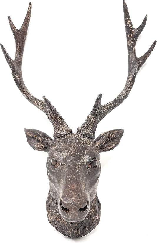Darthome Ltd Vintage Aged Resin Reindeer Deer Stags Antlers Head Wall Mounted